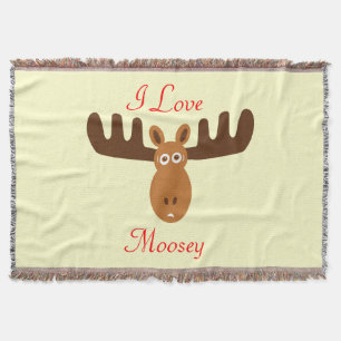 Moose Head_I Love Moosey Throw Blanket