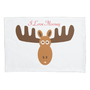 Moose Head_I Love Moosey_whimsical & humorous2 Pillowcase