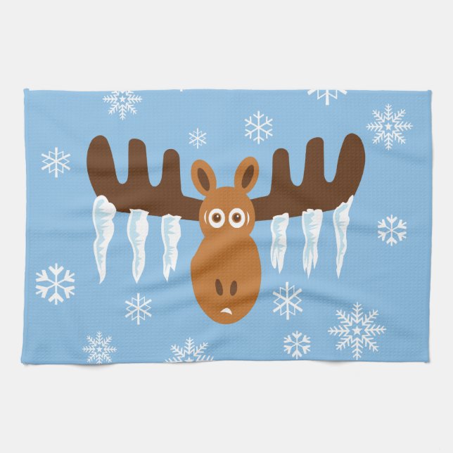 Moose Head_Icicle Antlers Tea Towel (Horizontal)