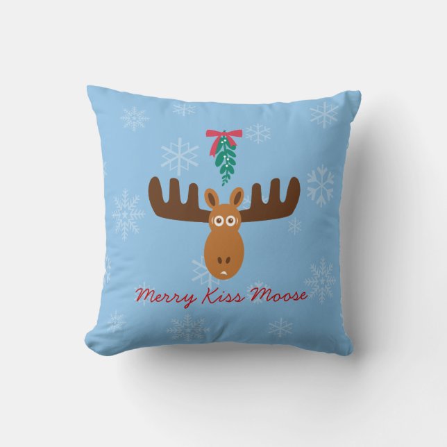 Moose Head_Merry Kiss Moose_Happy Gnu Year! Cushion (Front)