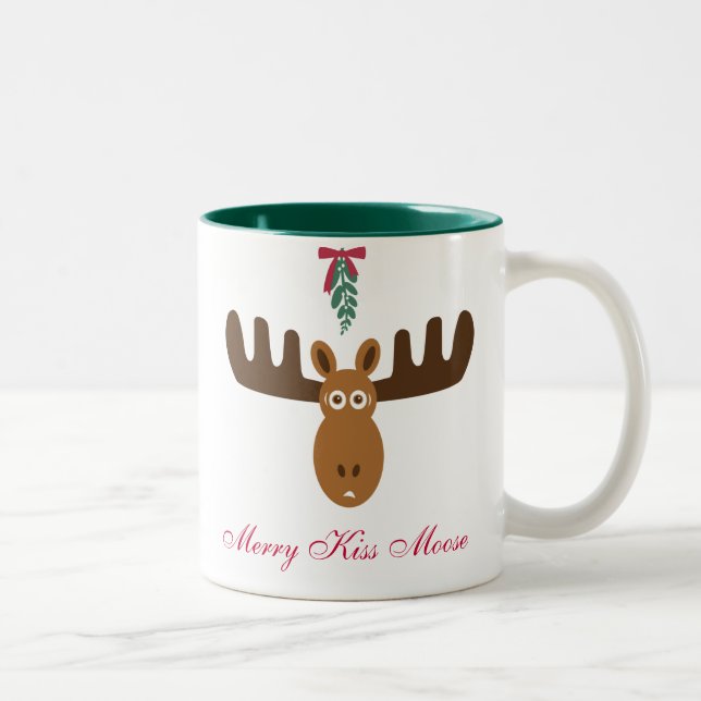 Moose Head_Merry Kiss Moose_Happy Gnu Year! Two-Tone Coffee Mug (Right)
