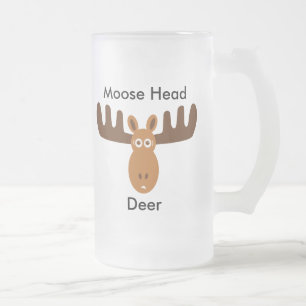 Moose Head_Moose Head Deer Frosted Glass Beer Mug