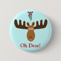 Moose Head_Mooseltoe_Oh Dear! holiday button pin