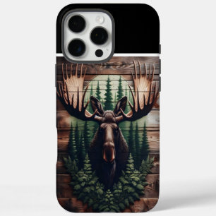 Moose Head On Wood iPhone 16 Pro Max Case