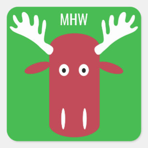 Moose Head Pop Art custom monogram stickers