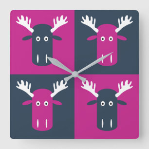 Moose Head Pop Art wall clock