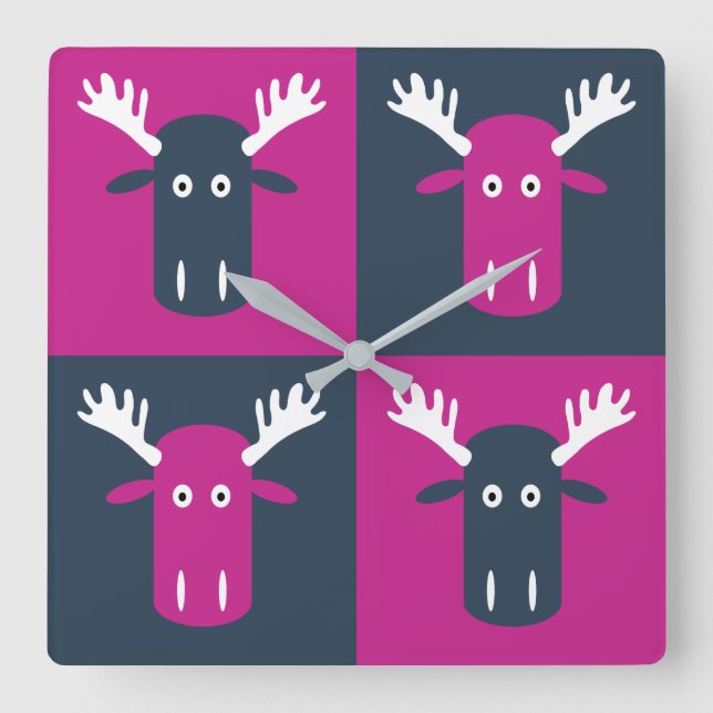 Moose Head Pop Art wall clock (Front)