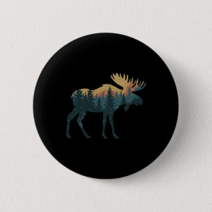 Moose Hunting Hiking Outdoor Camping Forest Men Wo 6 Cm Round Badge