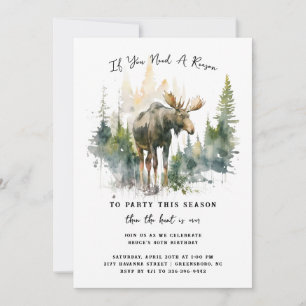 Moose Hunting Themed Birthday Party Invitation