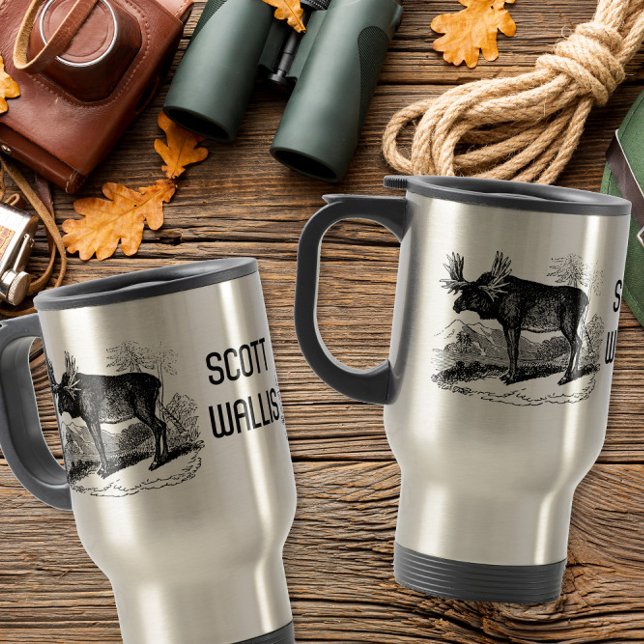 MOOSE IMAGE WITH PERSONALISED NAMES TRAVEL MUG (Creator Uploaded)