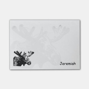 Moose in Black and White Post-it Notes