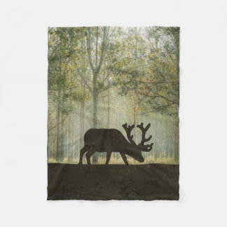 Moose in Forest Illustration Fleece Blanket