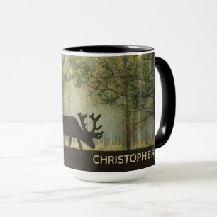 Moose in Forest Illustration Personalised Mug