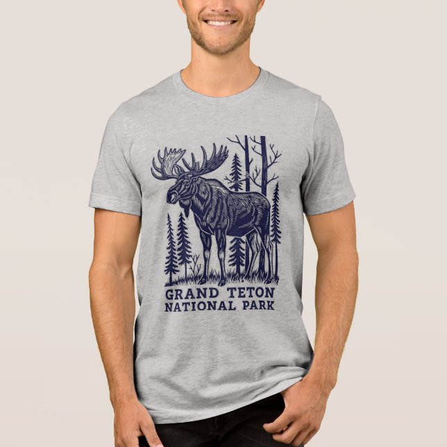 Moose in Grand Teton National Park Tri-Blend Shirt (Front)