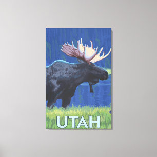 Moose in MoonlightUtah Canvas Print