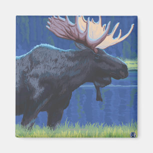 Moose in MoonlightUtah Magnet