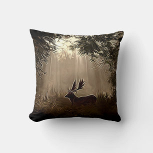 Moose in Shadows Throw Pillow