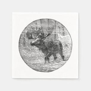 Moose in Snow Emblem Napkin