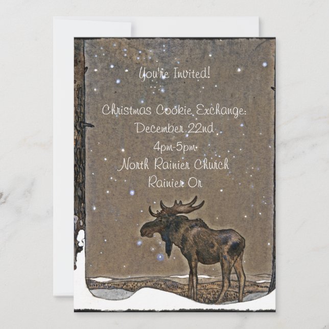 Moose in Snow Invitation (Front)
