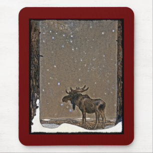 Moose in Snow Mouse Mat