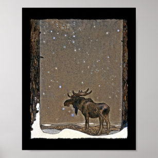 Moose in Snow Poster