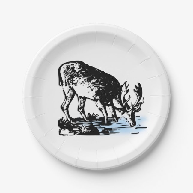 Moose in Stream Paper Plate (Front)