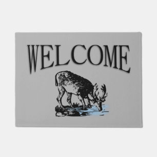 Moose in Stream Welcome Doormat