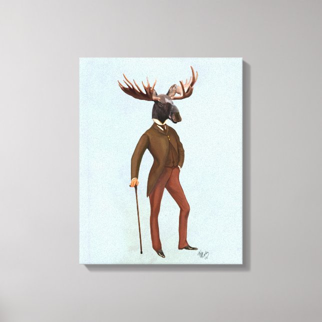 Moose In Suit Full Canvas Print (Front)