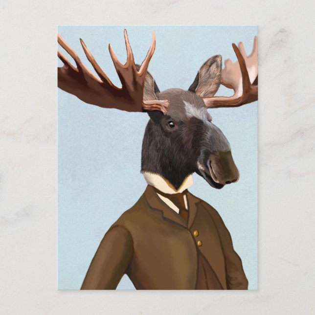 Moose In Suit Portrait Postcard (Front)
