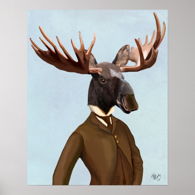 Moose In Suit Portrait Poster (Front)