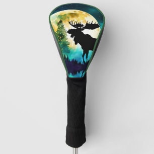 Moose in the forest Full moon  Golf Head Cover
