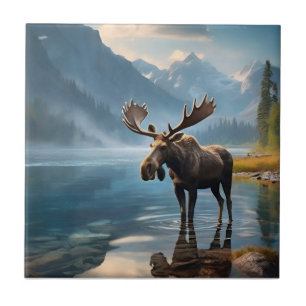 Moose in the lake tile