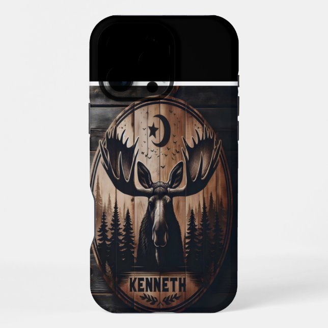 Moose In The Moonlight iPhone Case (Back)