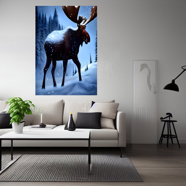 Moose in the snow | AI Art Poster (Creator Uploaded)
