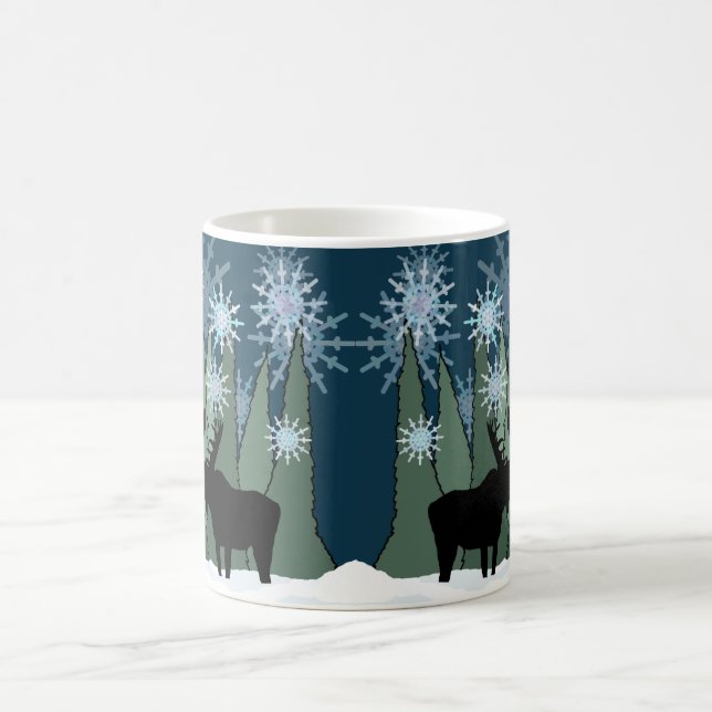 Moose in the Snowy Forest Coffee Mug (Center)