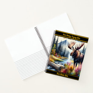 Moose in vibrant autumn wilderness notebook