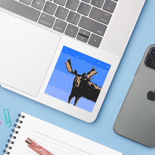 Moose in Winter  - Original Wildlife Art (Laptop w/ iPhone)