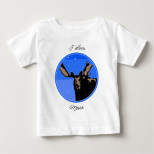 Moose in Winter  - Original Wildlife Art Baby T-Shirt