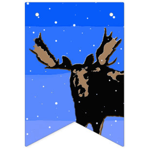 Moose in Winter - Original Wildlife Art Bunting