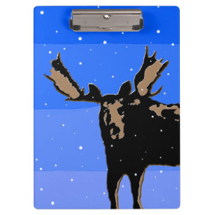 Moose in Winter - Original Wildlife Art Clipboard