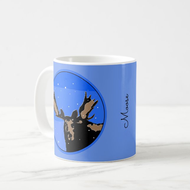 Moose in Winter  - Original Wildlife Art Coffee Mug (Front Left)