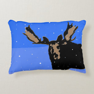 Moose in Winter  - Original Wildlife Art Decorative Cushion