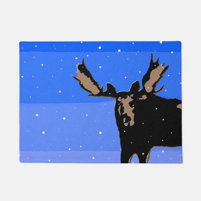 Moose in Winter  - Original Wildlife Art Doormat (Front)