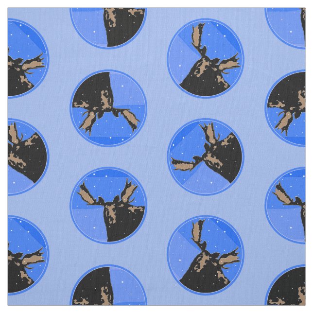 Moose in Winter  - Original Wildlife Art Fabric (Swatch)