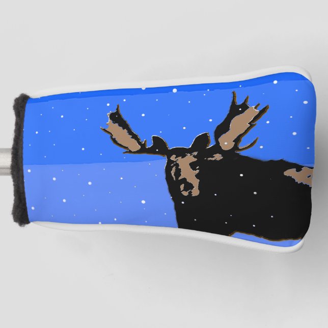 Moose in Winter  - Original Wildlife Art Golf Head Cover (Front)