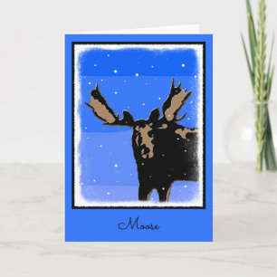 Moose in Winter  - Original Wildlife Art Holiday Card