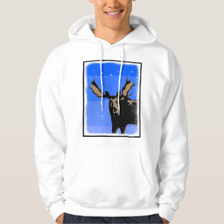 Moose in Winter  - Original Wildlife Art Hoodie