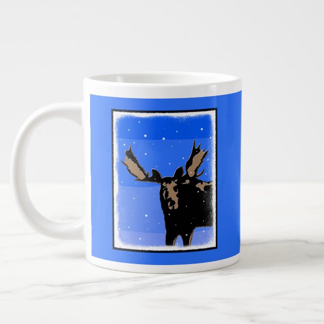 Moose in Winter  - Original Wildlife Art Large Coffee Mug (Left)