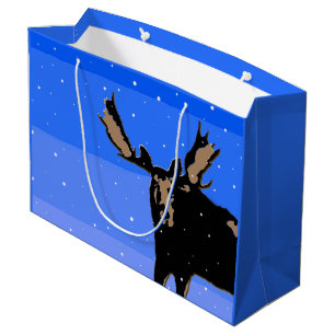 Moose in Winter  - Original Wildlife Art Large Gift Bag