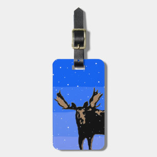 Moose in Winter  - Original Wildlife Art Luggage Tag